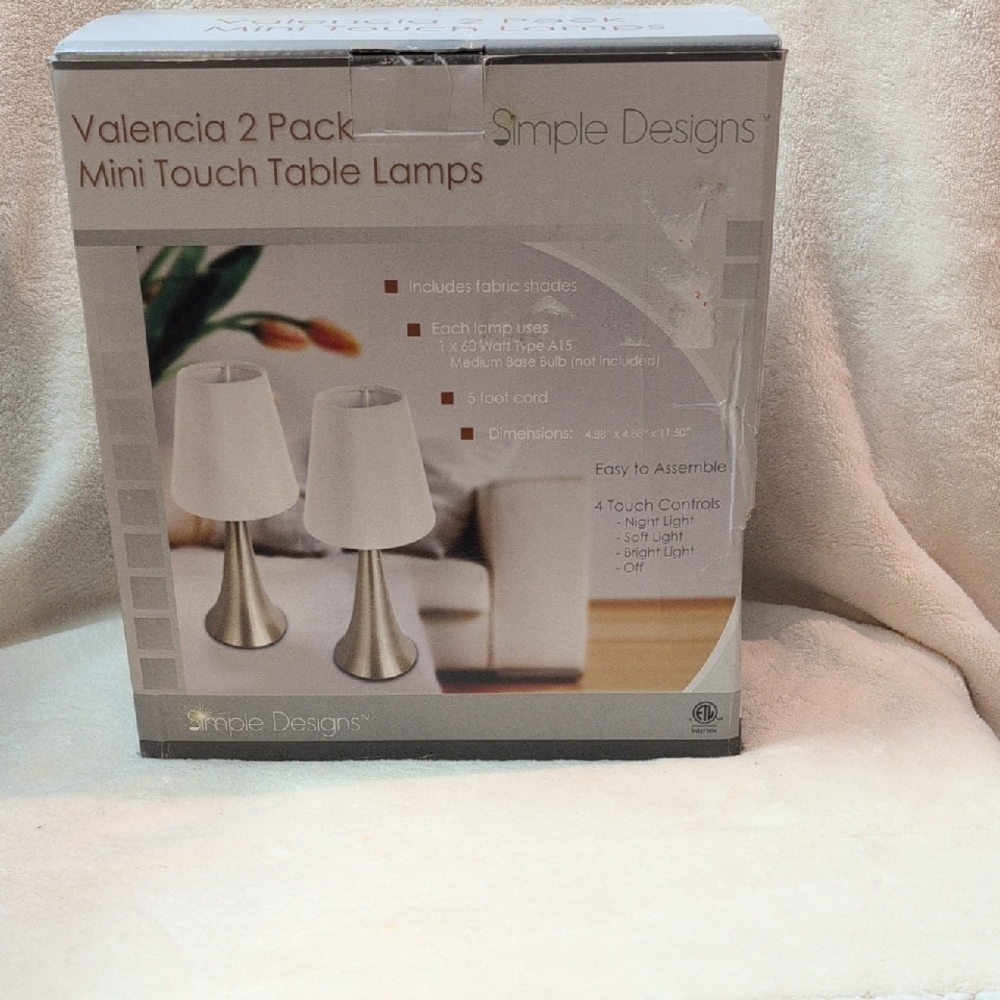 Valencia 2 Pack Mini Touch Lamps "Simple Designs"